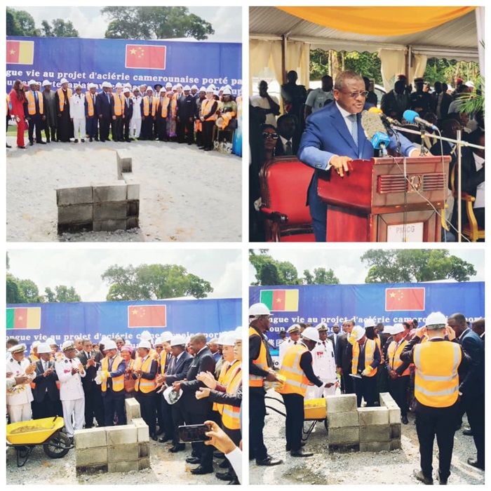 CAMEROUN :: complexe moderne de sidérurgie de Kribi : Le PM Joseph DION NGUTE effectue la pose de la première pi :: CAMEROON complexe moderne de sidérurgie de Kribi : Le PM Joseph DION NGUTE effectue la pose de la première pi
