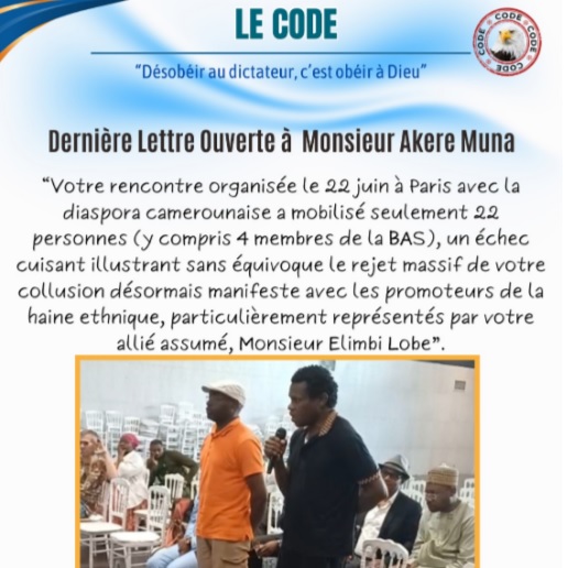 CAMEROUN :: Dernière Lettre ouverte du CODE à Monsieur Akere Muna :: CAMEROON Dernière Lettre ouverte du CODE à Monsieur Akere Muna