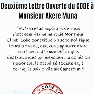 CAMEROUN :: Deuxième Lettre Ouverte du CODE à Monsieur Akere Muna :: CAMEROON Deuxième Lettre Ouverte du CODE à Monsieur Akere Muna
