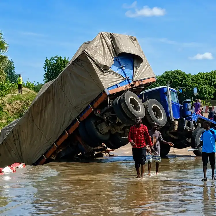 Pont Mayo-Palar : un camion gros porteur bascule à Maroua