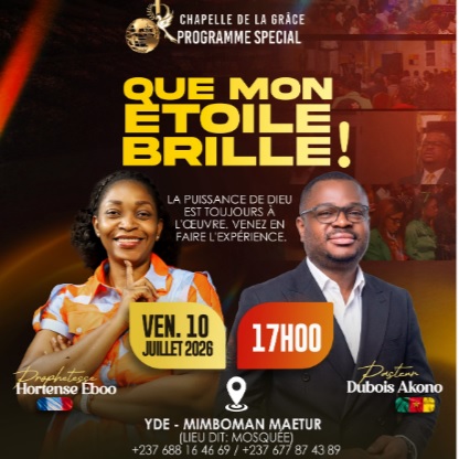 Le pasteur Dubois akono et la prophétesse Edith Hortense EBO'O pour un culte spécial ce soir