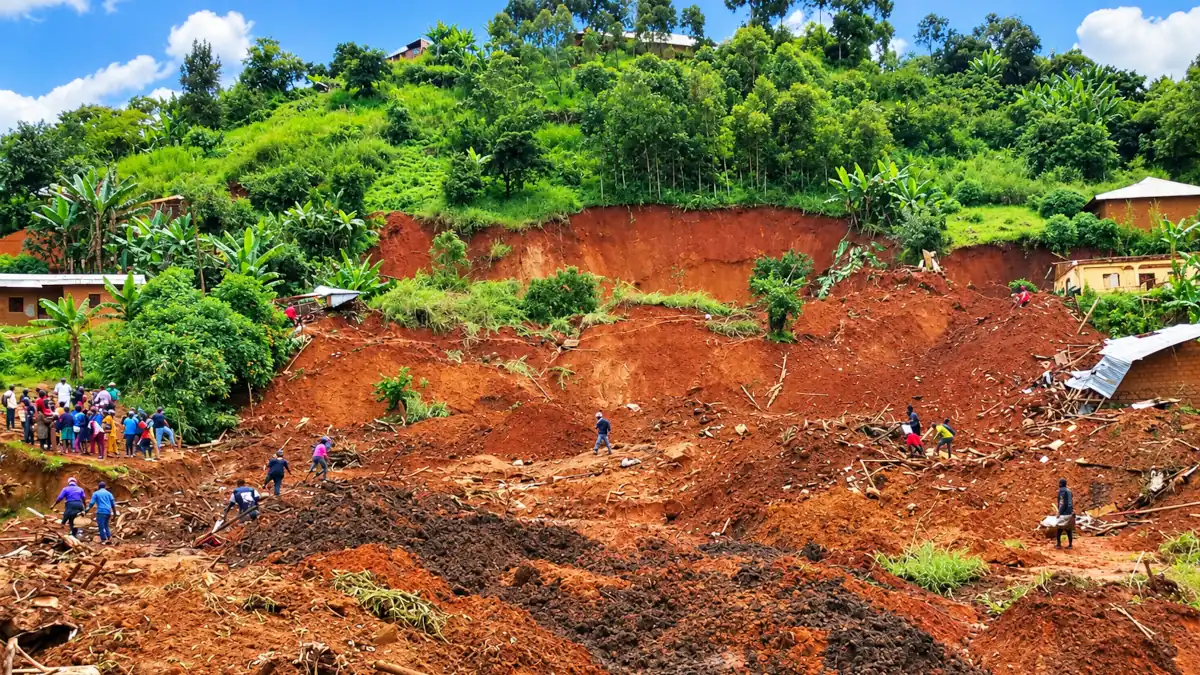 Chantier de modernisation d'une route au Cameroun