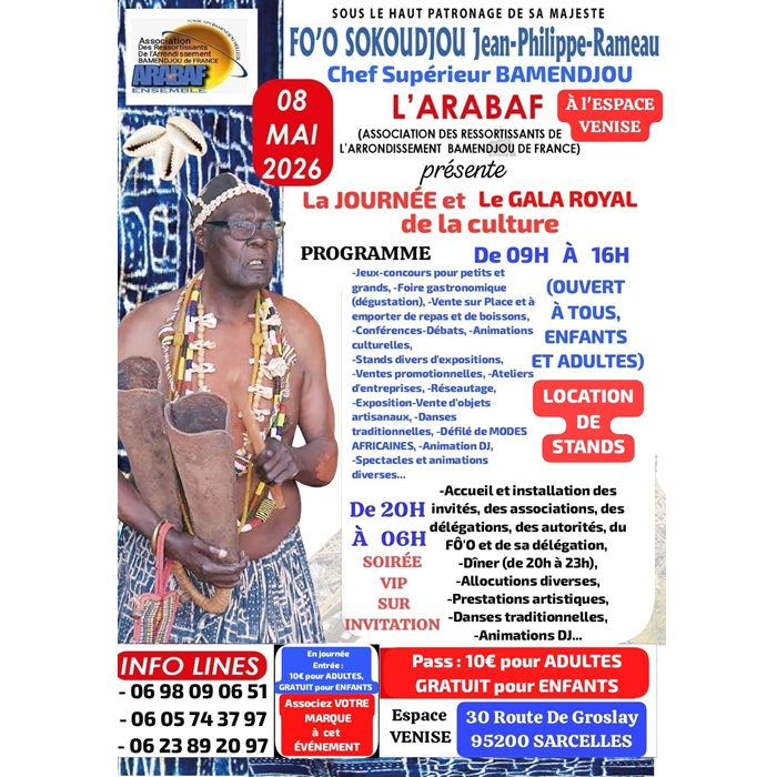 PARIS ET L’EUROPE ACCUEILLERONT SA MAJESTE FO’O SOKOUJOU JEAN PHILIPPE RAMEAU LE 8 MAI