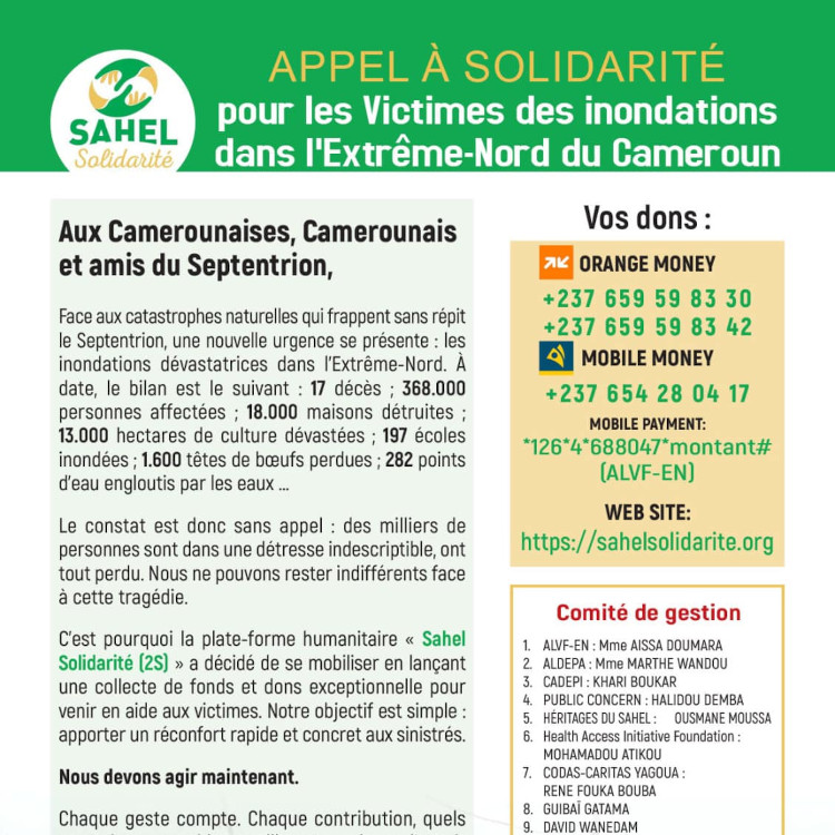 Appel à la solidarité pour les victimes des inondations au Nord-Cameroun :: CAMEROON Appel à la solidarité pour les victimes des inondations au Nord-Cameroun